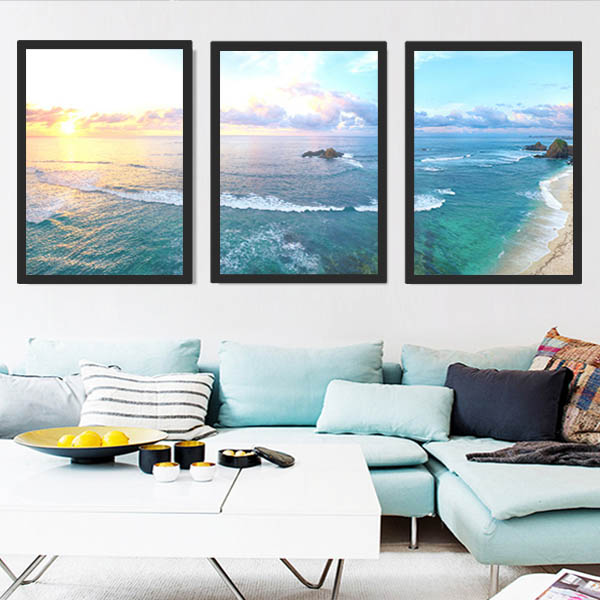 楽天市場】3枚セット 33×43cm アートパネル 枠付き フレーム絵画 海岸