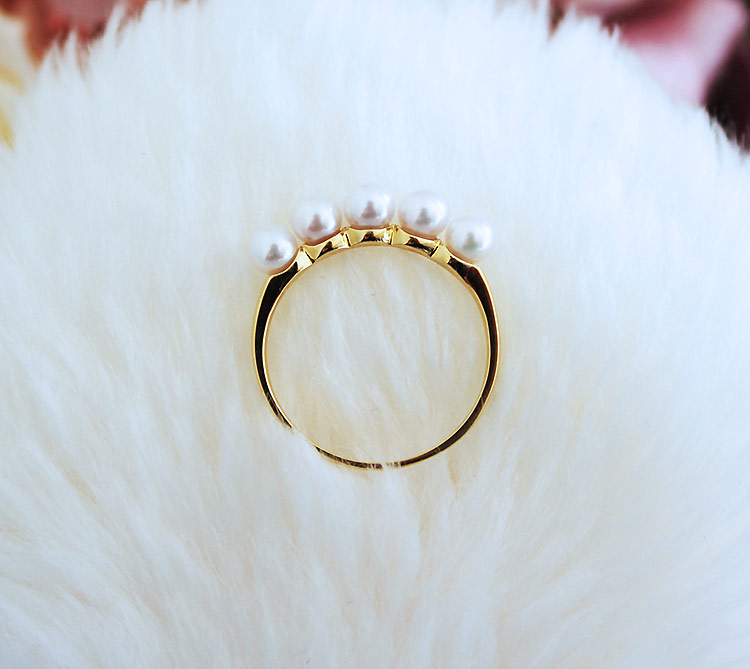 楽天市場】K18 数粒 あこや真珠 ベビーパール リングakoya ring