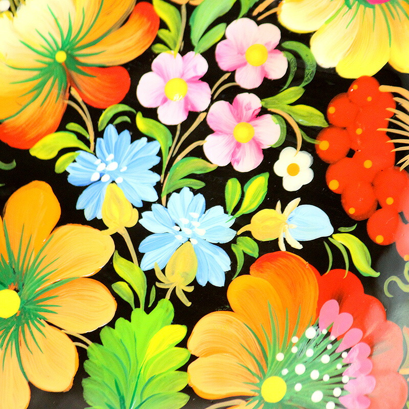 楽天市場】ウクライナ製 美しいペトリキウカ塗木製飾りプレート「春の