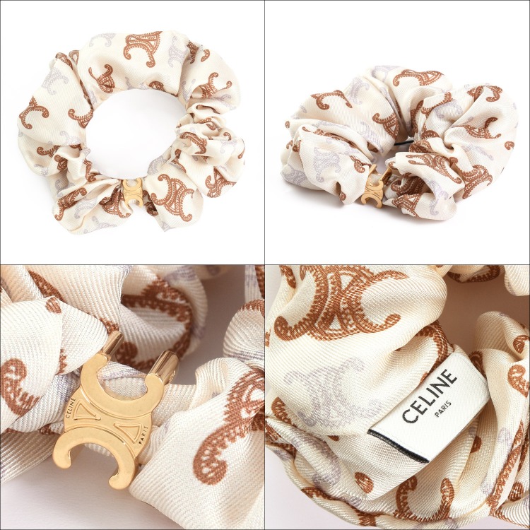 楽天市場】CELINE セリーヌ モノグラム シュシュ / シルク＆ゴールド