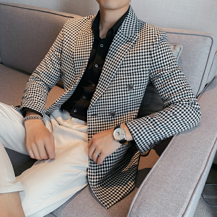 楽天市場】千鳥格子柄 ジャケット メンズ 春秋 テーラードジャケット