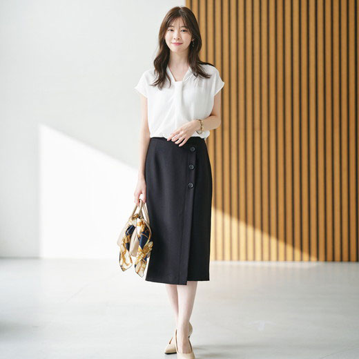 楽天市場】【2点セット】ベーシックブラウススカートセットアップ