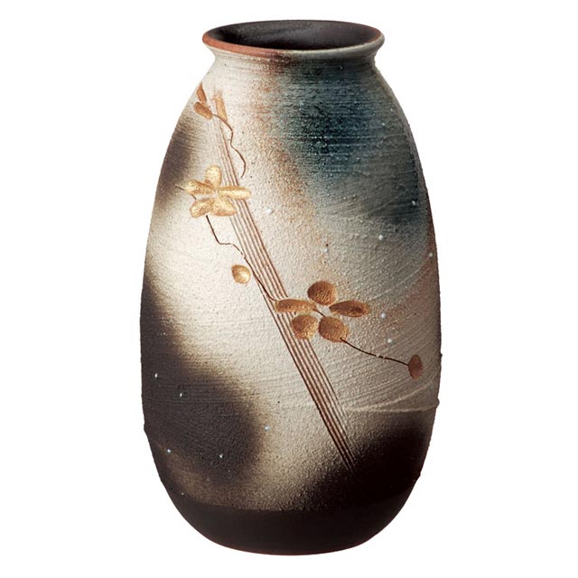 楽天市場】信楽焼きの「金彩花彫長花入」 伝統工芸品 しがらき 信楽焼