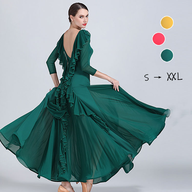 楽天市場】バックフリル 社交ダンスドレス 練習着 Vネック 社交ダンス