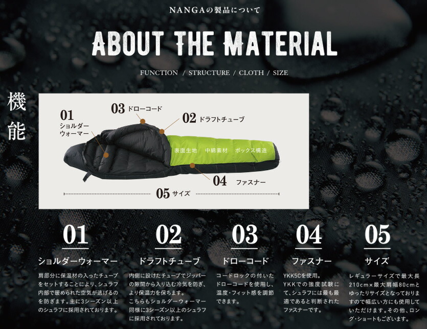楽天市場】NANGA ナンガ シュラフ 寝袋 超撥水 ウルトラ ドライ ダウン