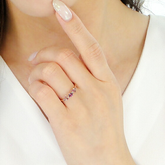 楽天市場】K10PG マルチカラー リング【ピンク】送料無料 ジュエリー