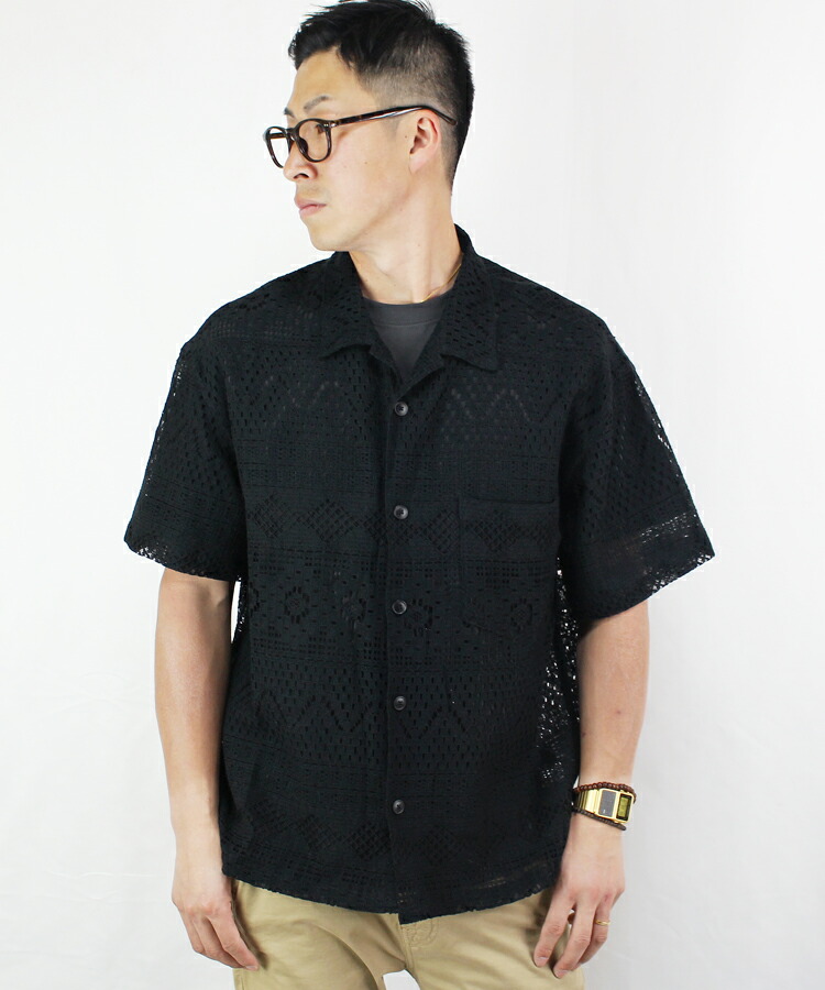楽天市場】シャツ メンズ Revo. 透かし編み ジオメトリック メッシュ