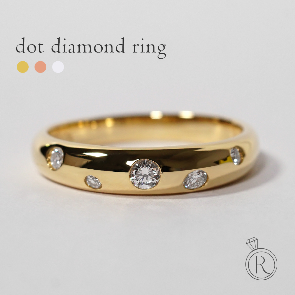 楽天市場】K18 ドット ダイヤモンド リング アシンメトリーデザイン