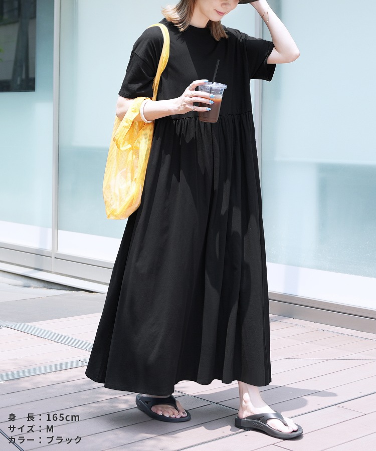 楽天市場】ウエストギャザー切替ワンピース(bel-bs-239) ワンピ 半袖