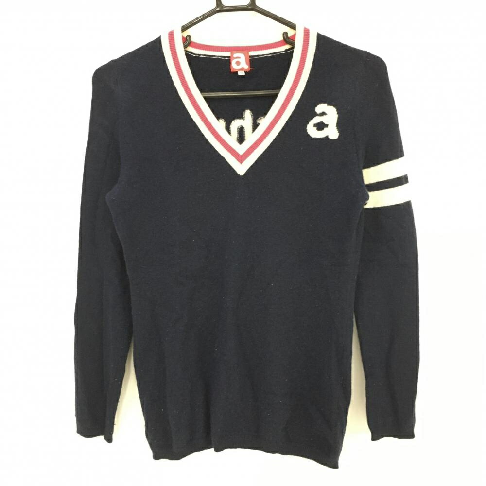 楽天市場】アルチビオ セーター ネイビー×白 Vネック バックロゴ