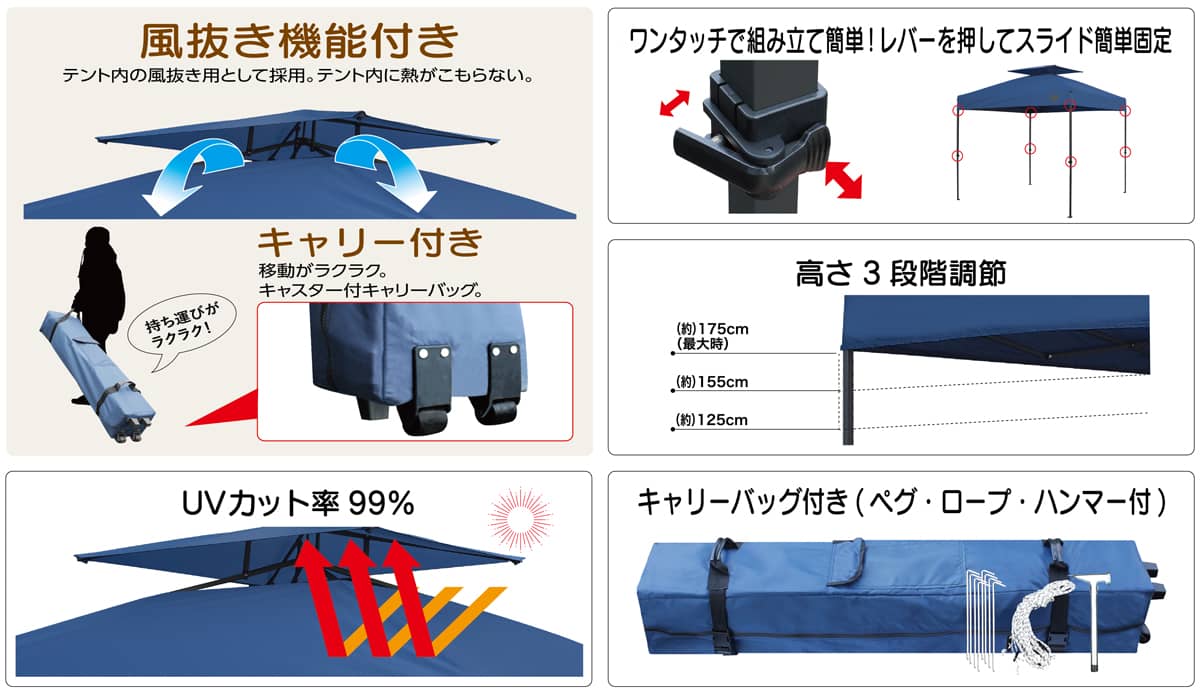 楽天市場】Field to Summit ワンタッチテント300 FTST300 3Mx3Mサイズ