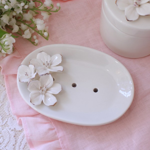 楽天市場】ソープトレイ 陶器 ソープディッシュ ホワイト マチルドM