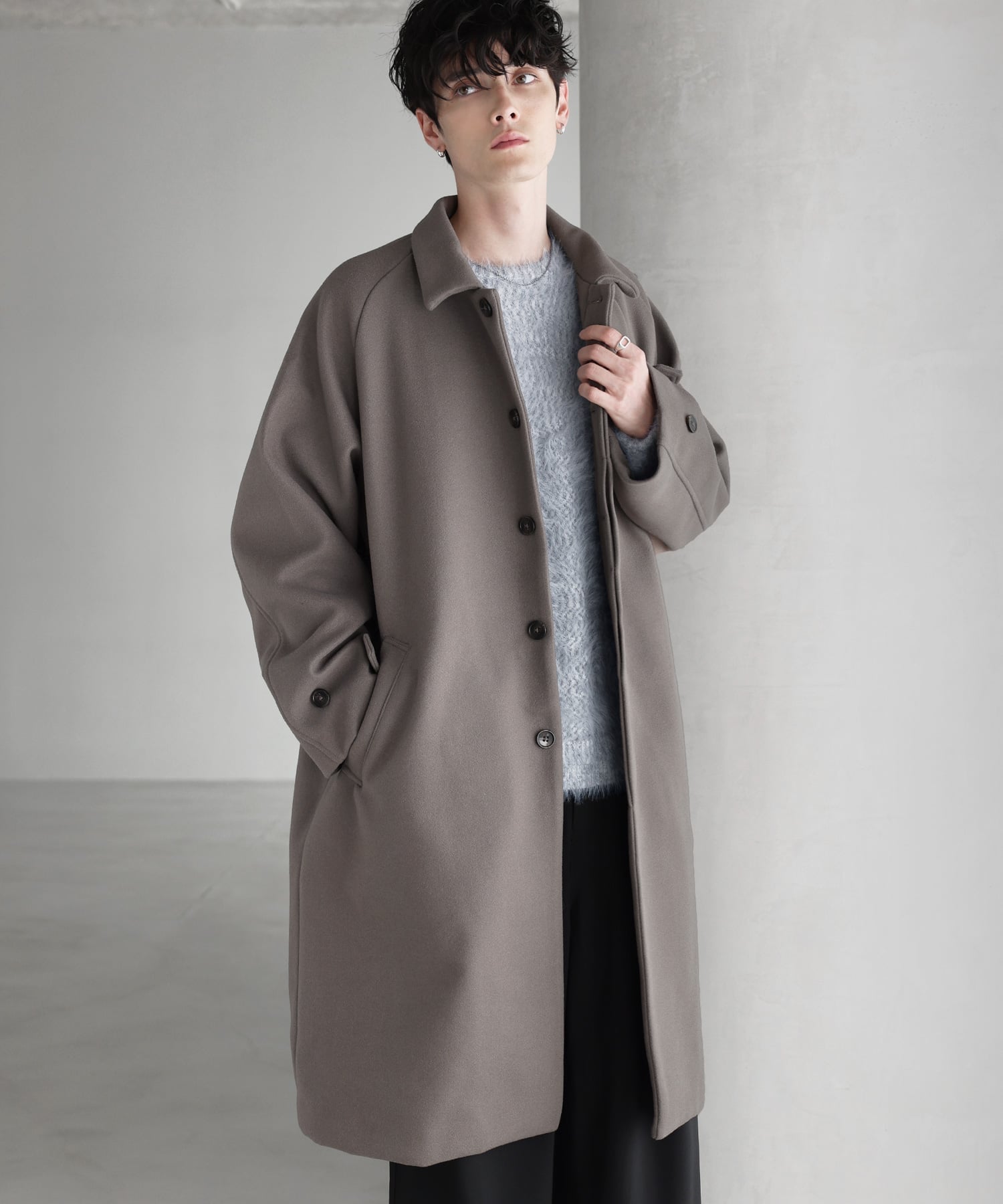THE CASUAL｜ビッグシルエット2way比翼メルトンステンカラーコート