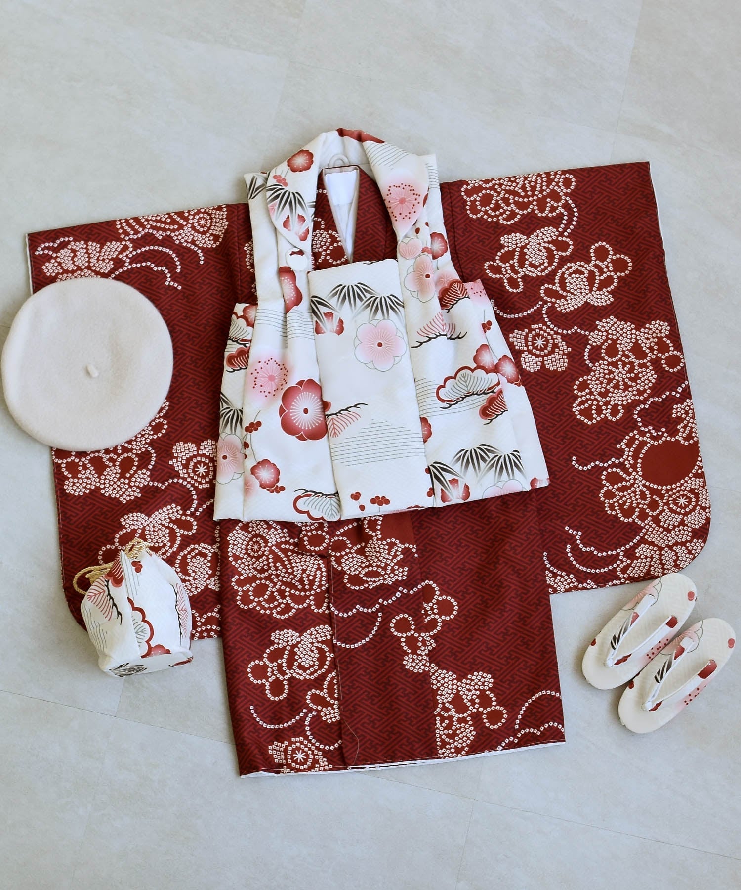 utatane｜ひよこ商店 七五三 着物 3歳 女の子 被布セット 元禄梅模様