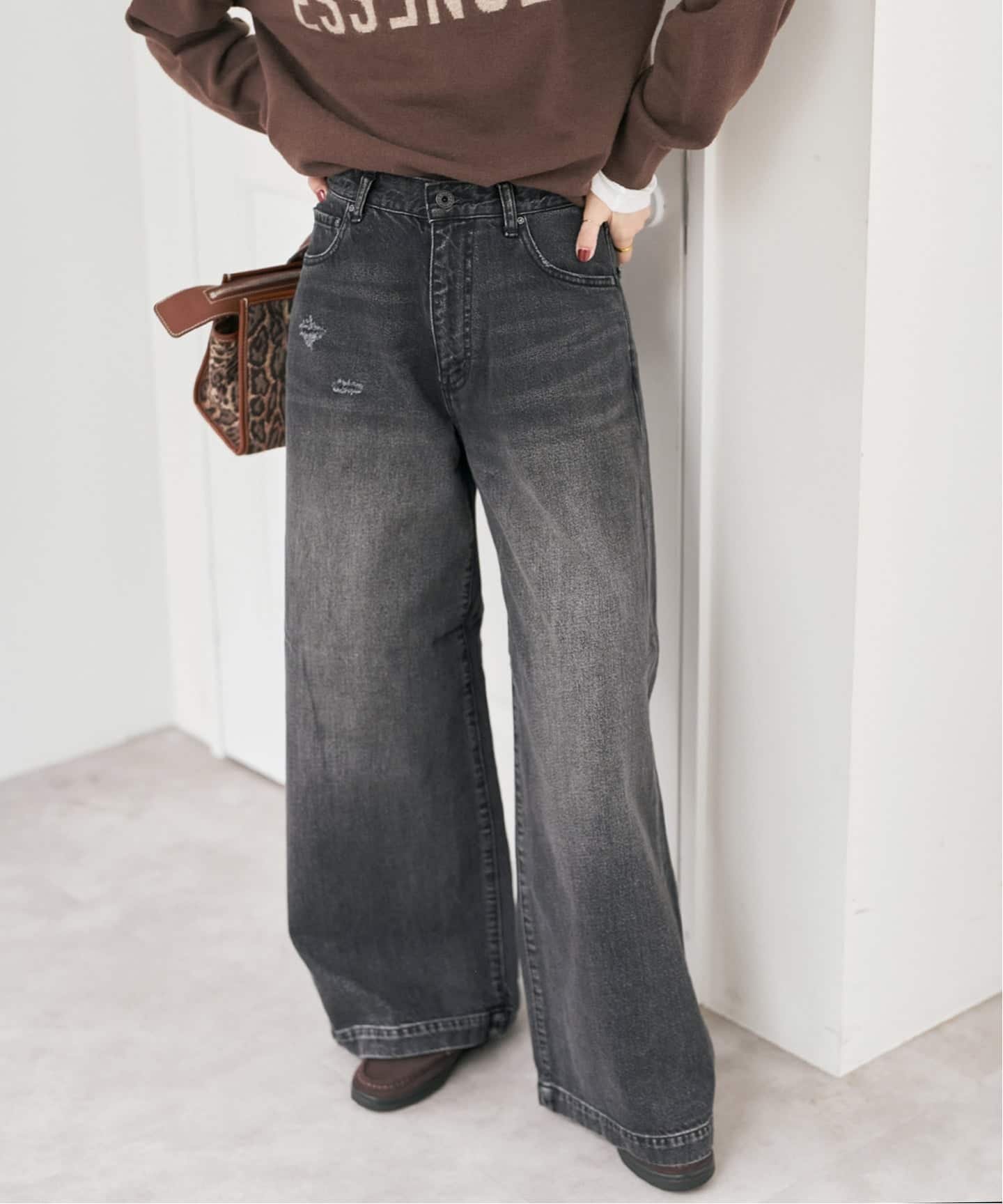 Spick & Span｜5 1/2 BAGGY DENIM (Black) | Rakuten Fashion(楽天