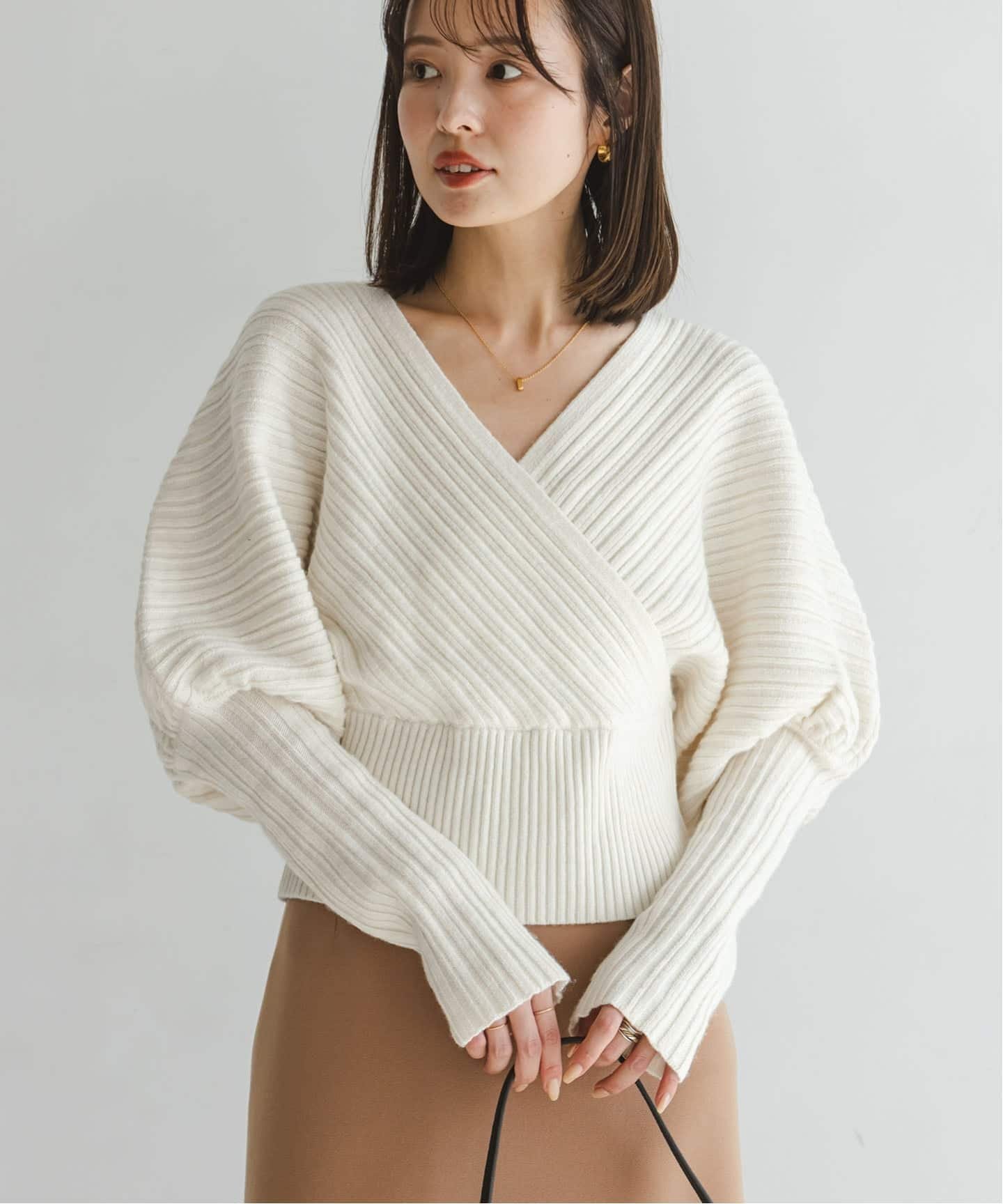 NOBLE｜カシュクールランダムリブニットプルオーバー | Rakuten