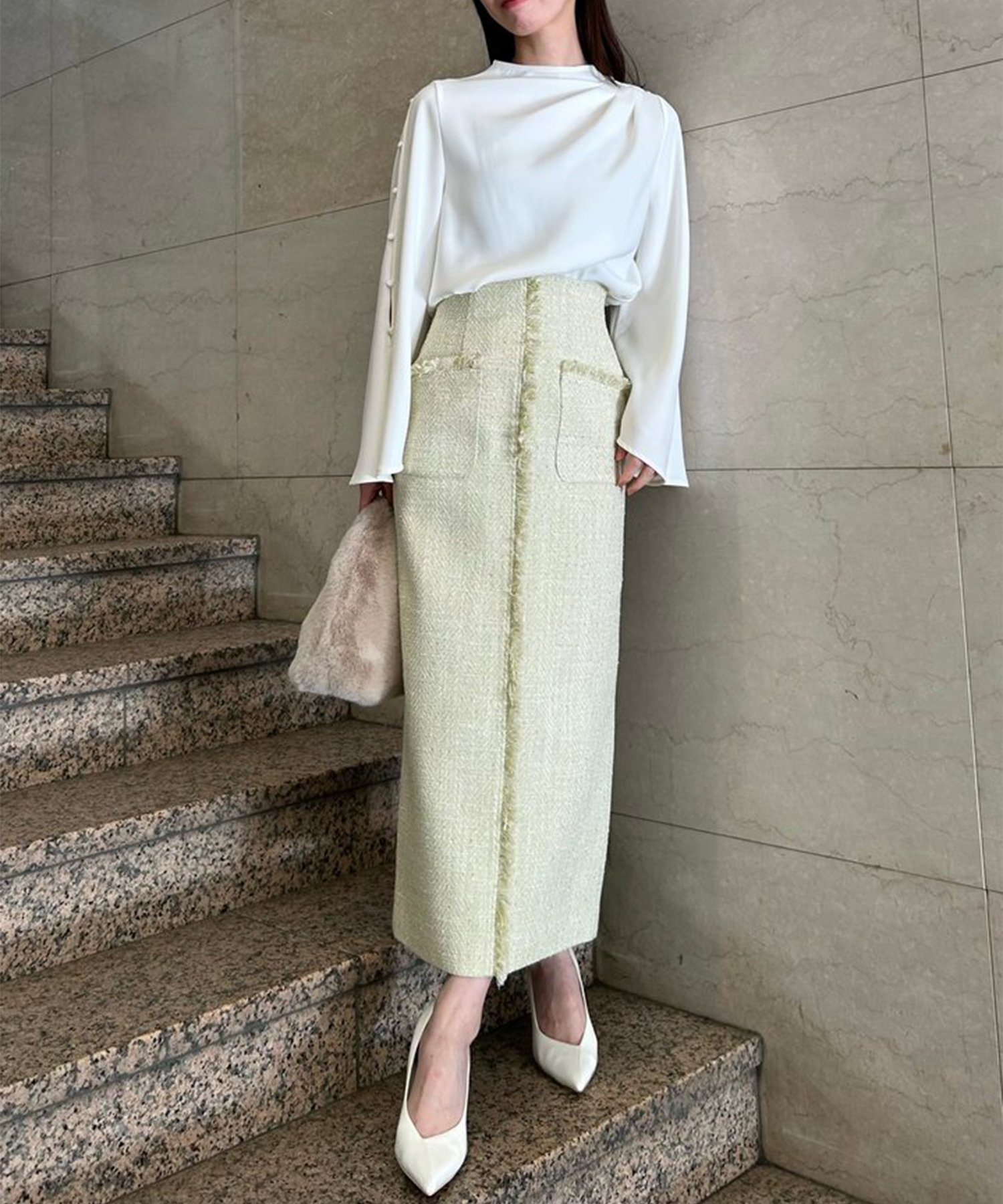 anuans｜フロントポケットツイードスカート | Rakuten Fashion(楽天