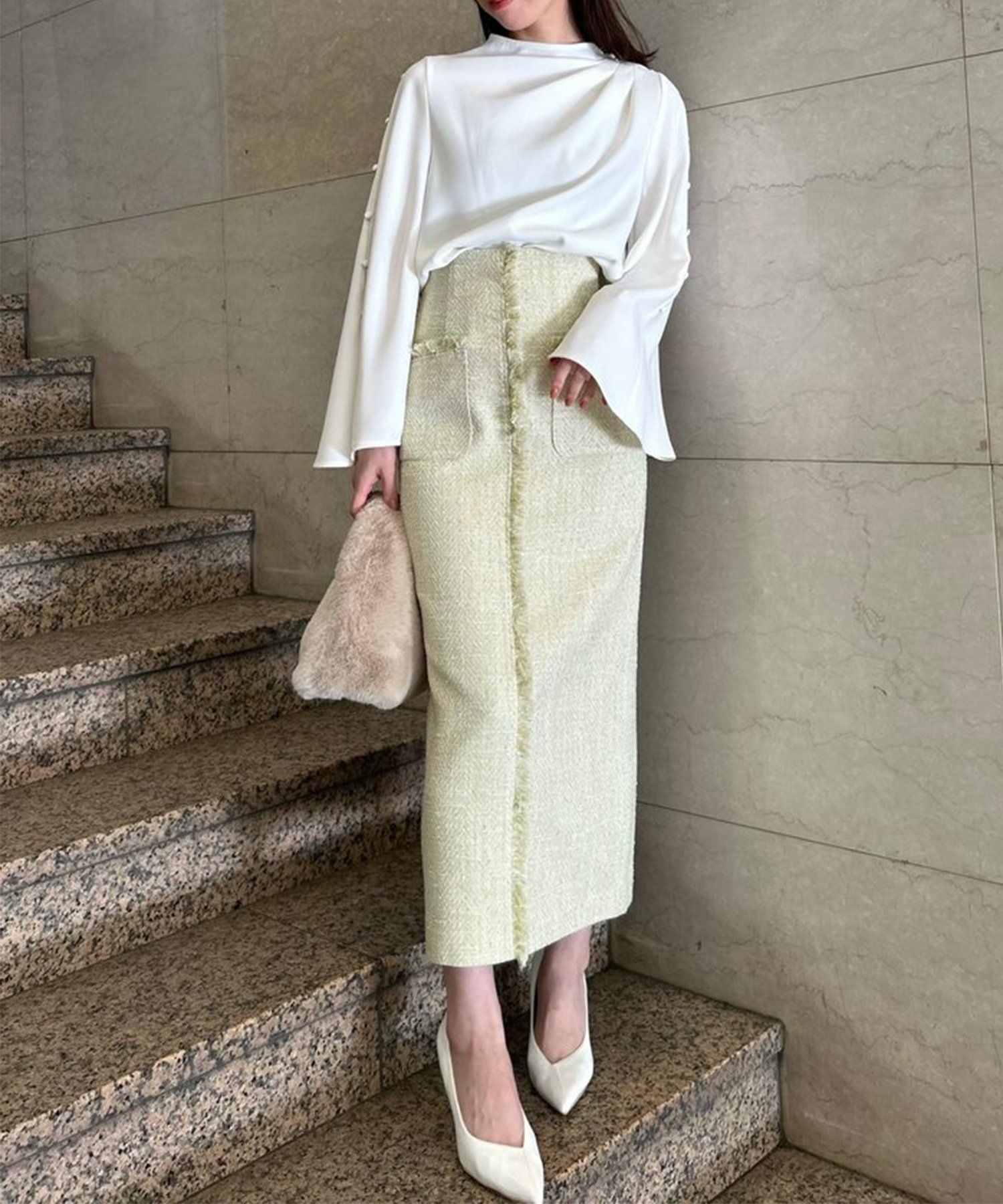 anuans｜フロントポケットツイードスカート | Rakuten Fashion(楽天