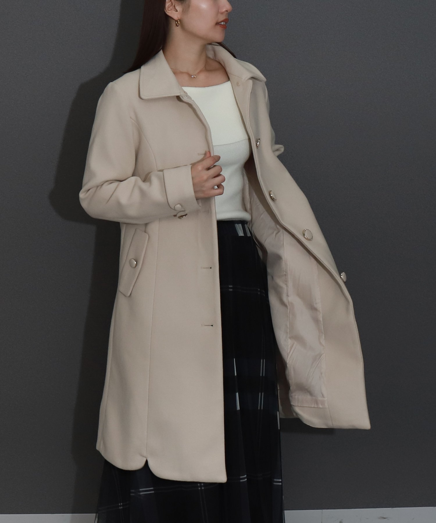 libelle more｜エコファー衿付きエレガンスロングコート | Rakuten