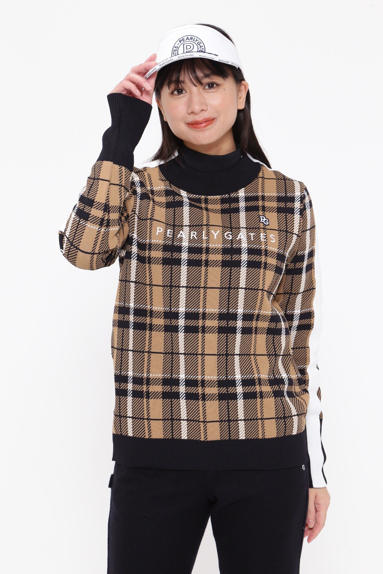PEARLY GATES｜モックネックニットプルオーバー <CHECKシリーズ