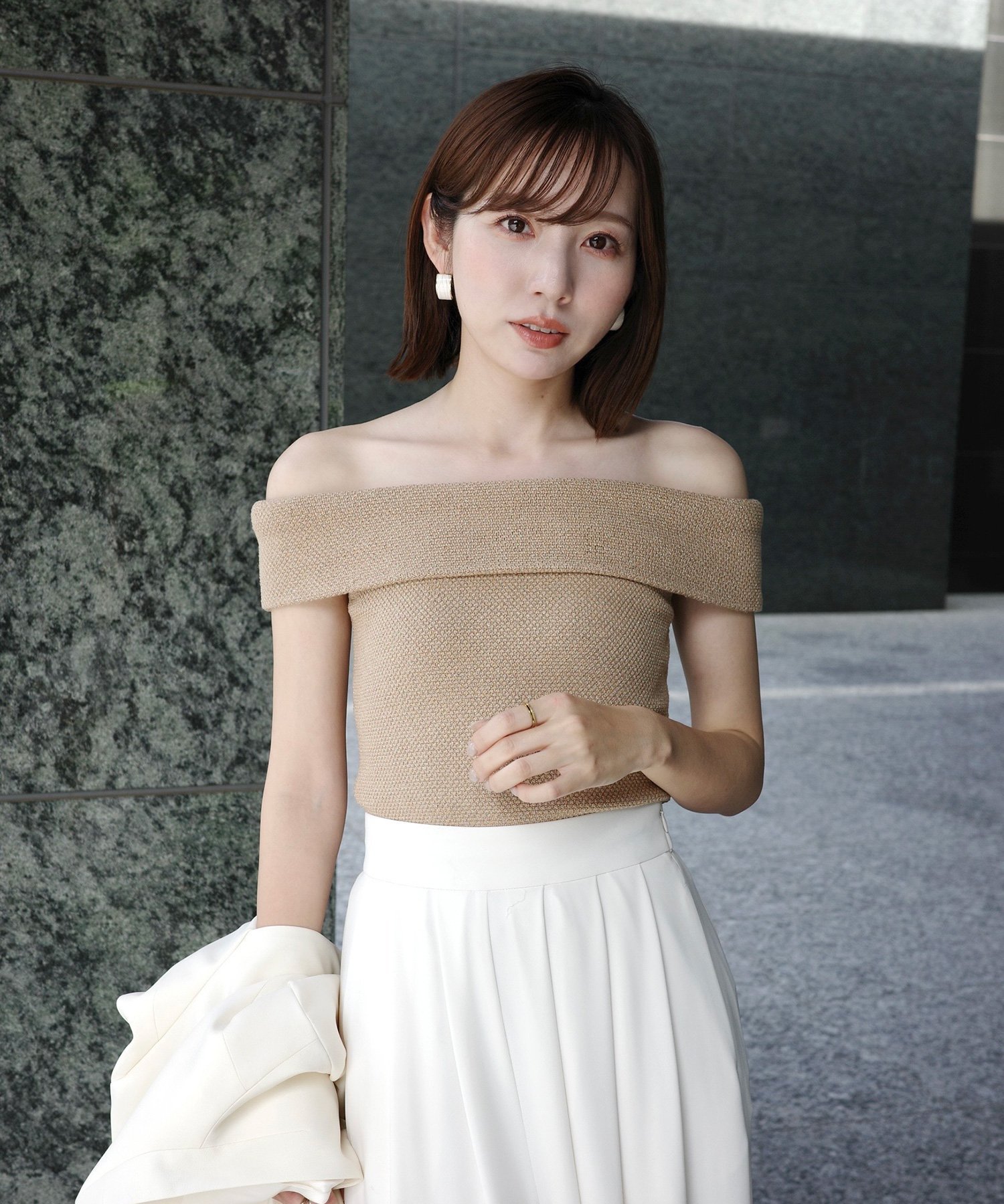 anuans｜ラメオフショルダーニットトップス | Rakuten Fashion(楽天