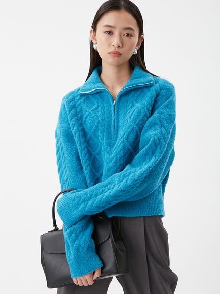 Mila Owen｜アランブークレーハーフジップニットプルオーバー