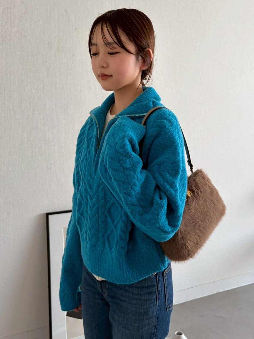 Mila Owen｜アランブークレーハーフジップニットプルオーバー