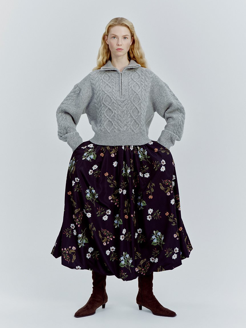 Mila Owen｜アランブークレーハーフジップニットプルオーバー