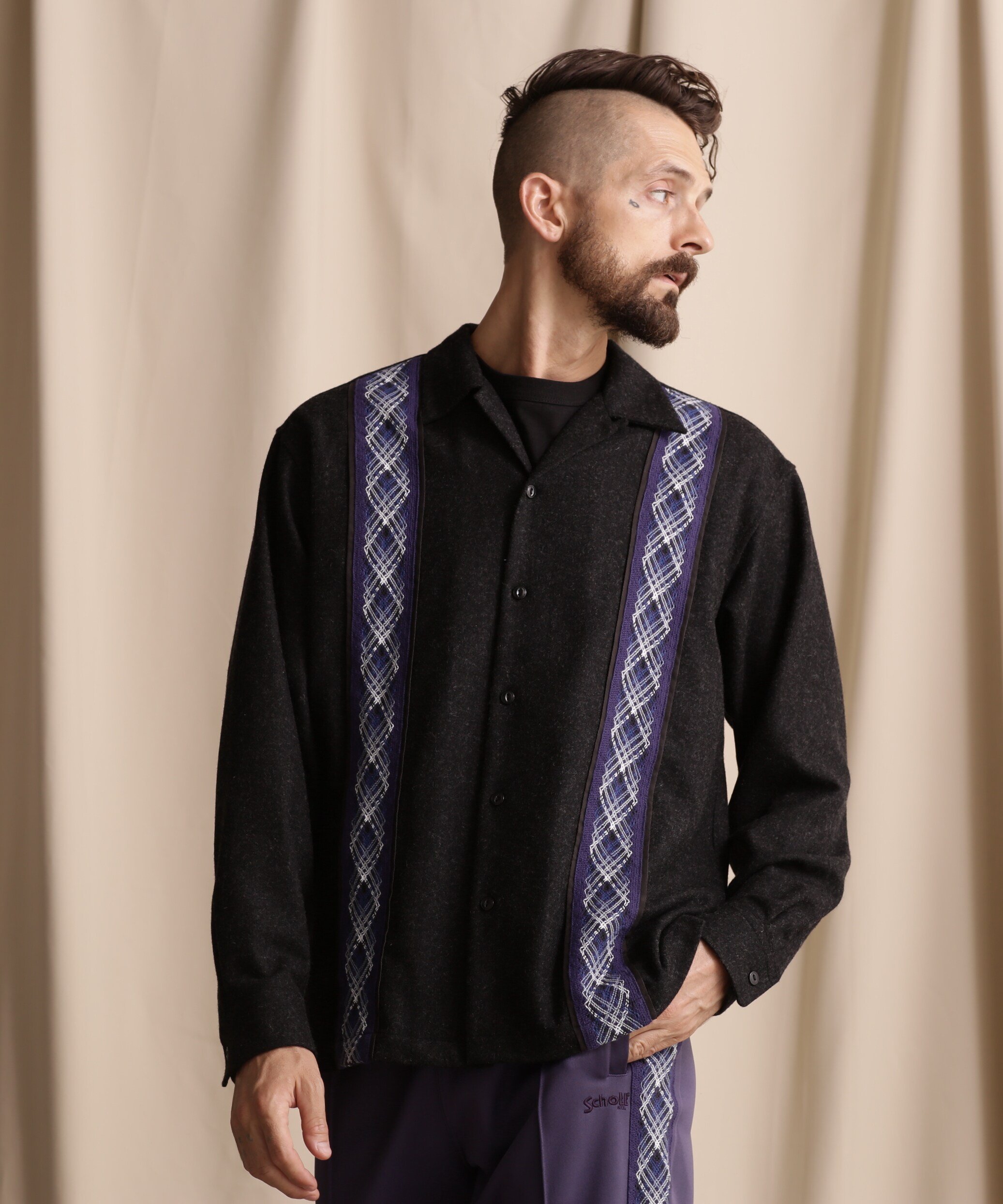 Schott｜LINE 2TONE L/S WOOL SHIRT/ライン2トーン ウールシャツ