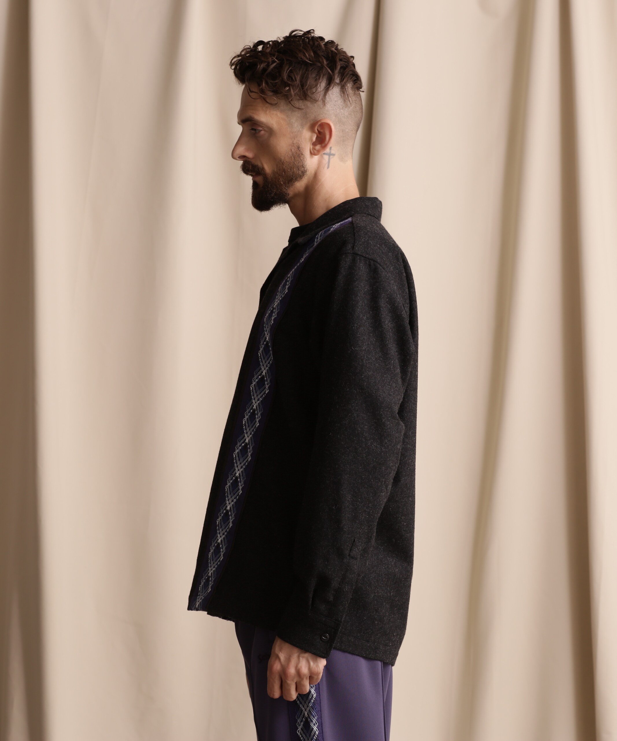 Schott｜LINE 2TONE L/S WOOL SHIRT/ライン2トーン ウールシャツ