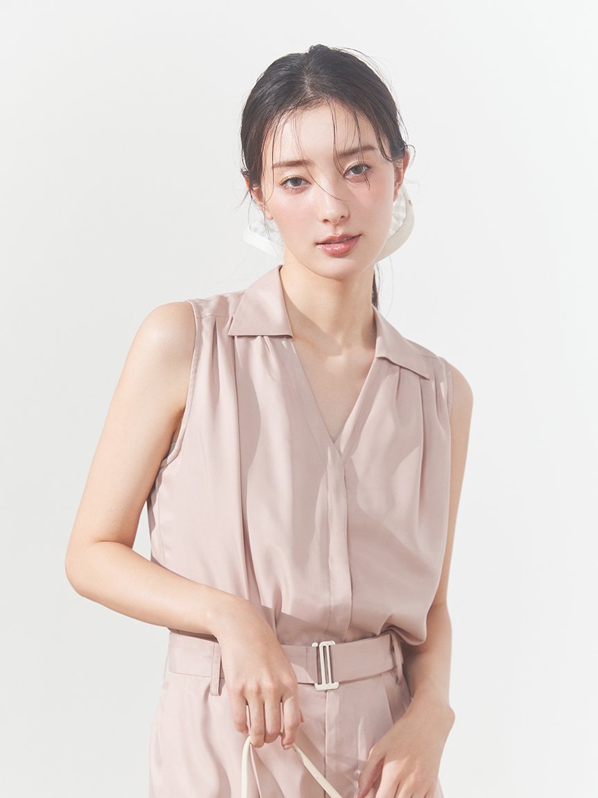 FRAY I.D｜ウォッシャブルクールサテンノースリブラウス