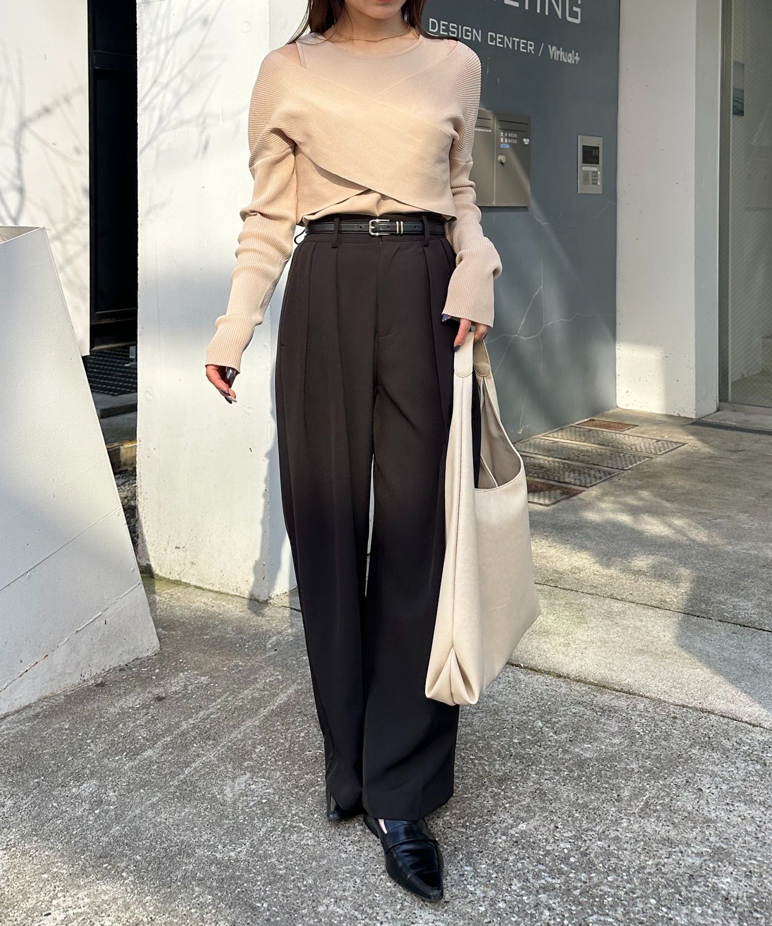 CAPRICIEUX LE'MAGE｜オフショルクロスレイヤードニット | Rakuten