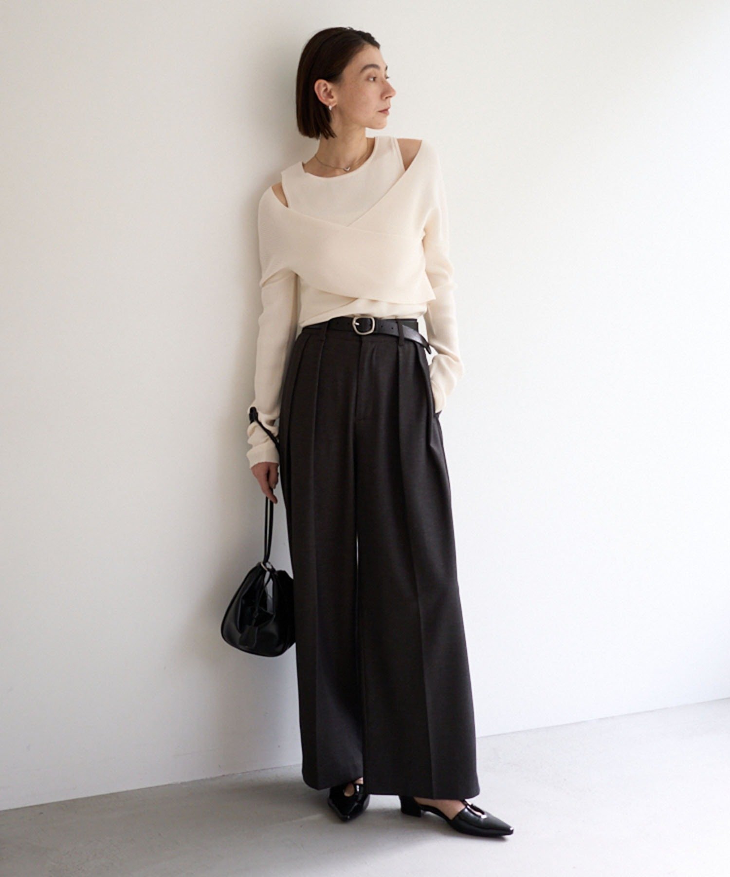 CAPRICIEUX LE'MAGE｜オフショルクロスレイヤードニット | Rakuten