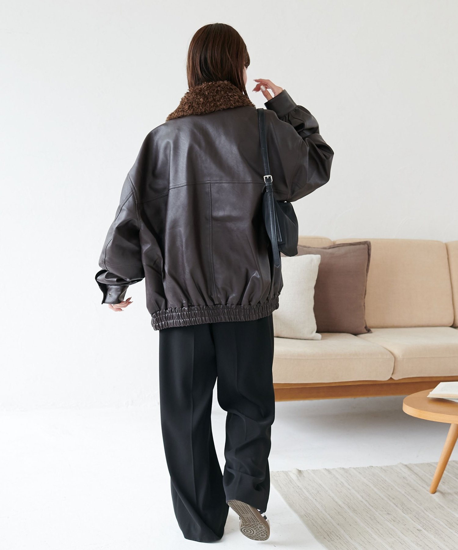 Discoat｜【衿取り外し可能/ユニセックス】ボア衿付きフェイクレザー