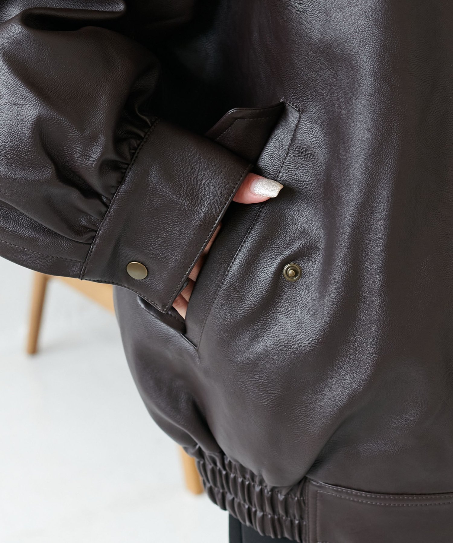 Discoat｜【衿取り外し可能/ユニセックス】ボア衿付きフェイクレザー