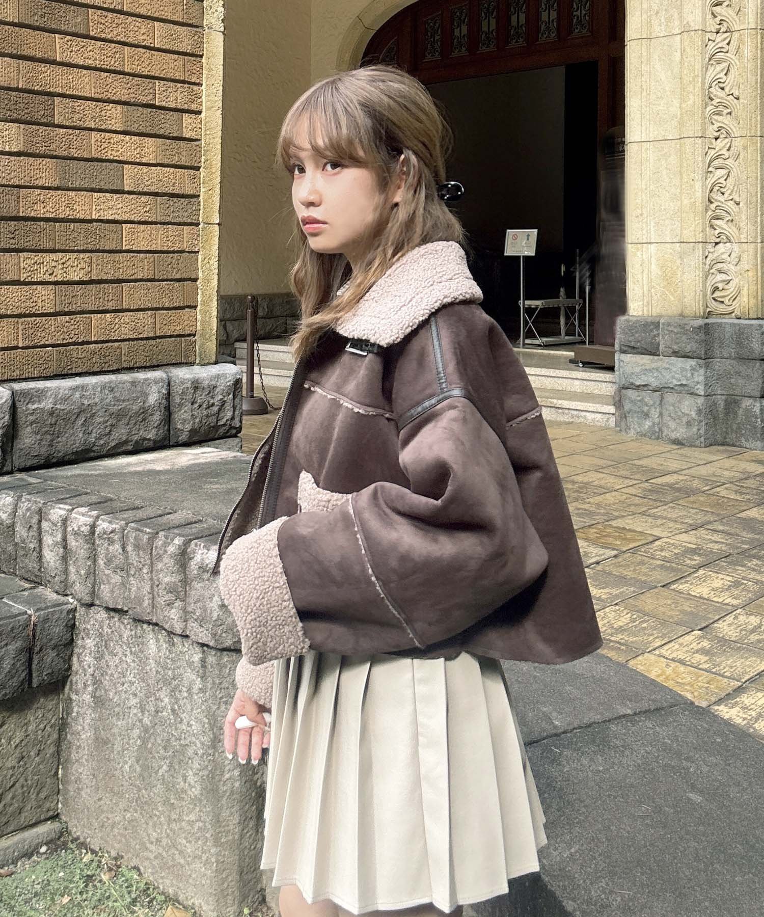 AS KNOW AS plus｜♪『ショート丈』フェイクムートンジャケット