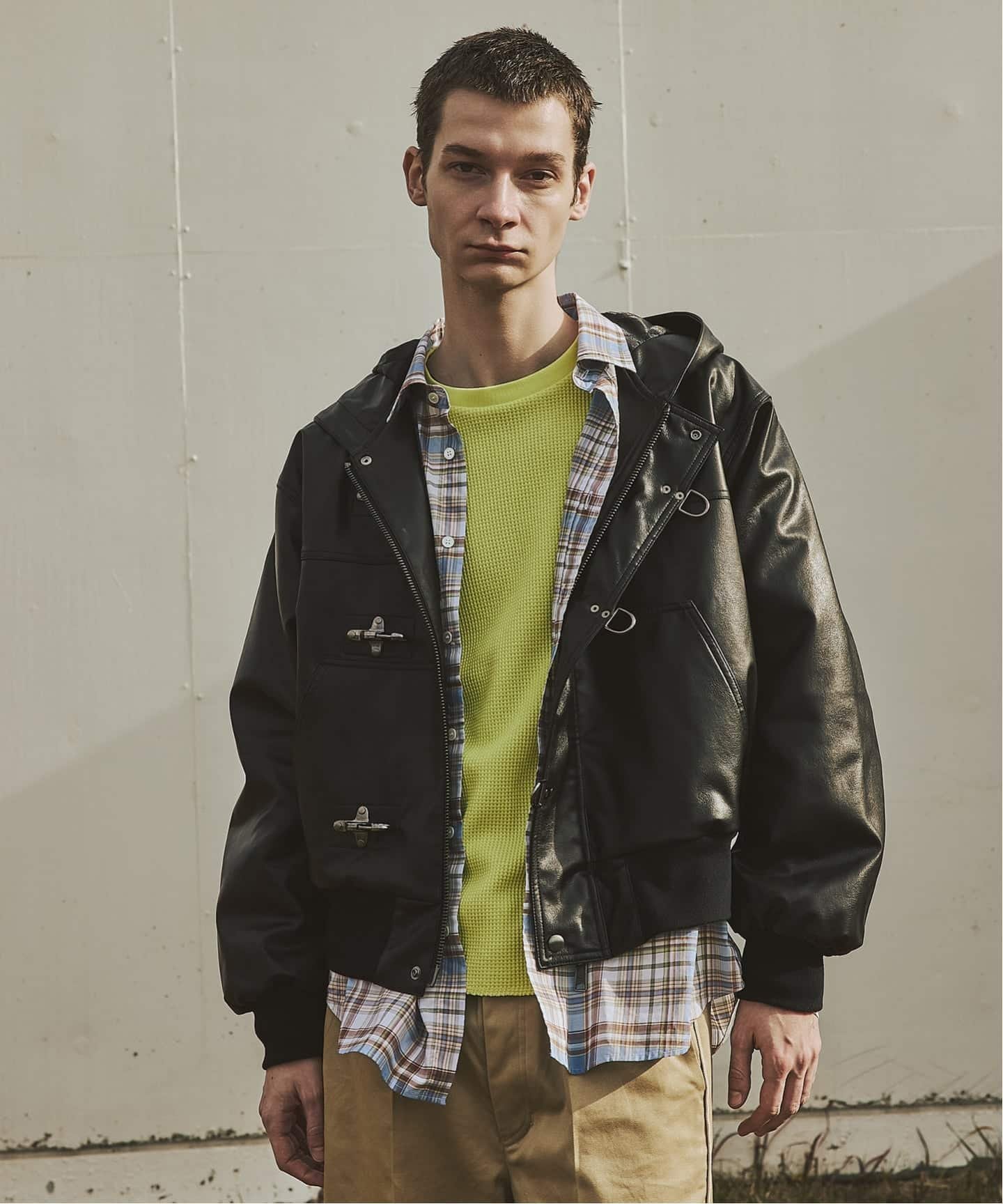 JOURNAL STANDARD｜フェイクレザー ファイヤーマン フード ジャケット