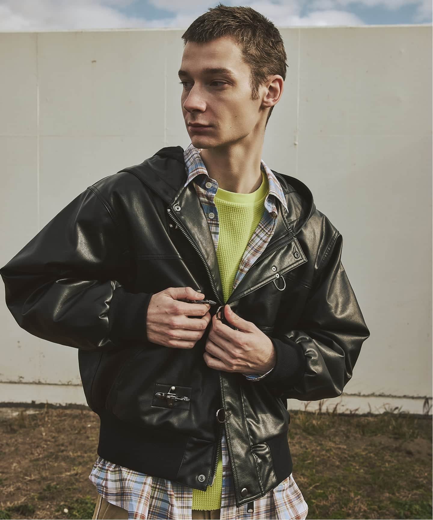 JOURNAL STANDARD｜フェイクレザー ファイヤーマン フード ジャケット