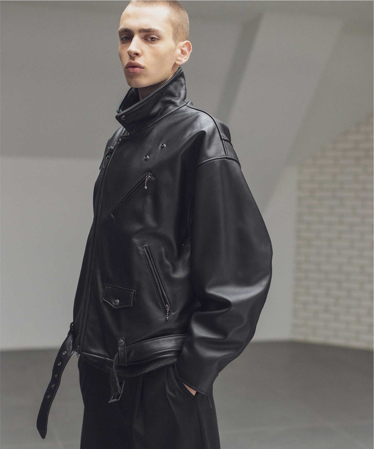 monkey time シープレザーオーバーサイズダブルライダースジャケット monkey time＞ シープ レザー オーバーサイズ ダブルライダースジャケット