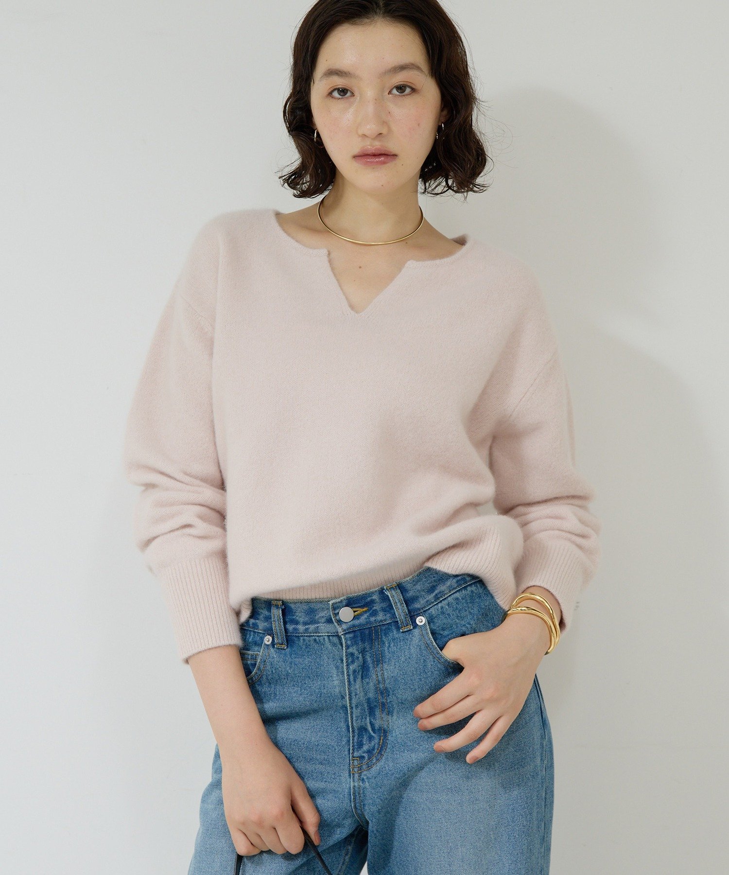 GALLARDAGALANTE｜【デコルテ美人ニット】ファーウールキーネック