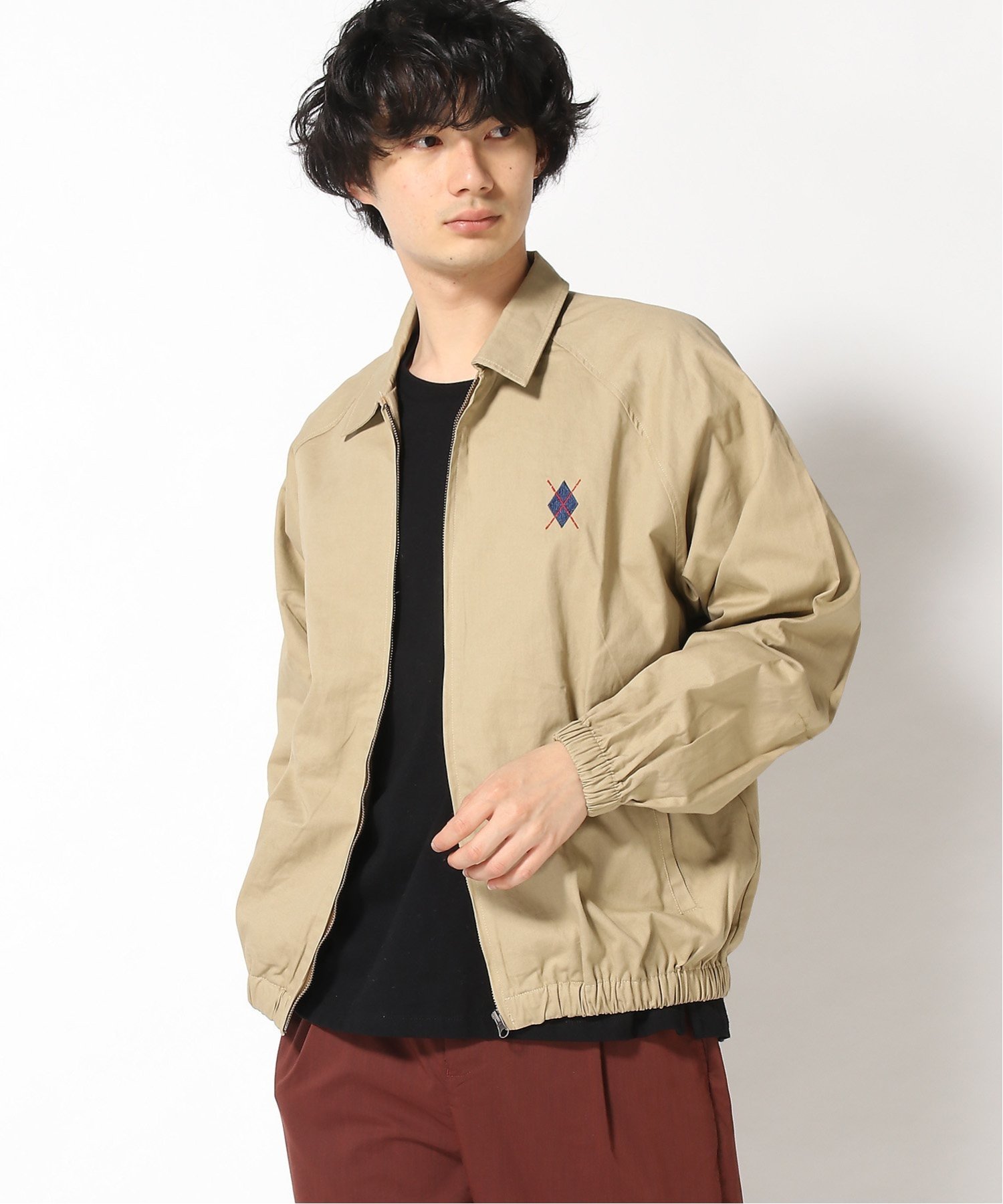 SITRY｜ドリズラー ジャケット メンズ アーガイル 刺繍 コットン