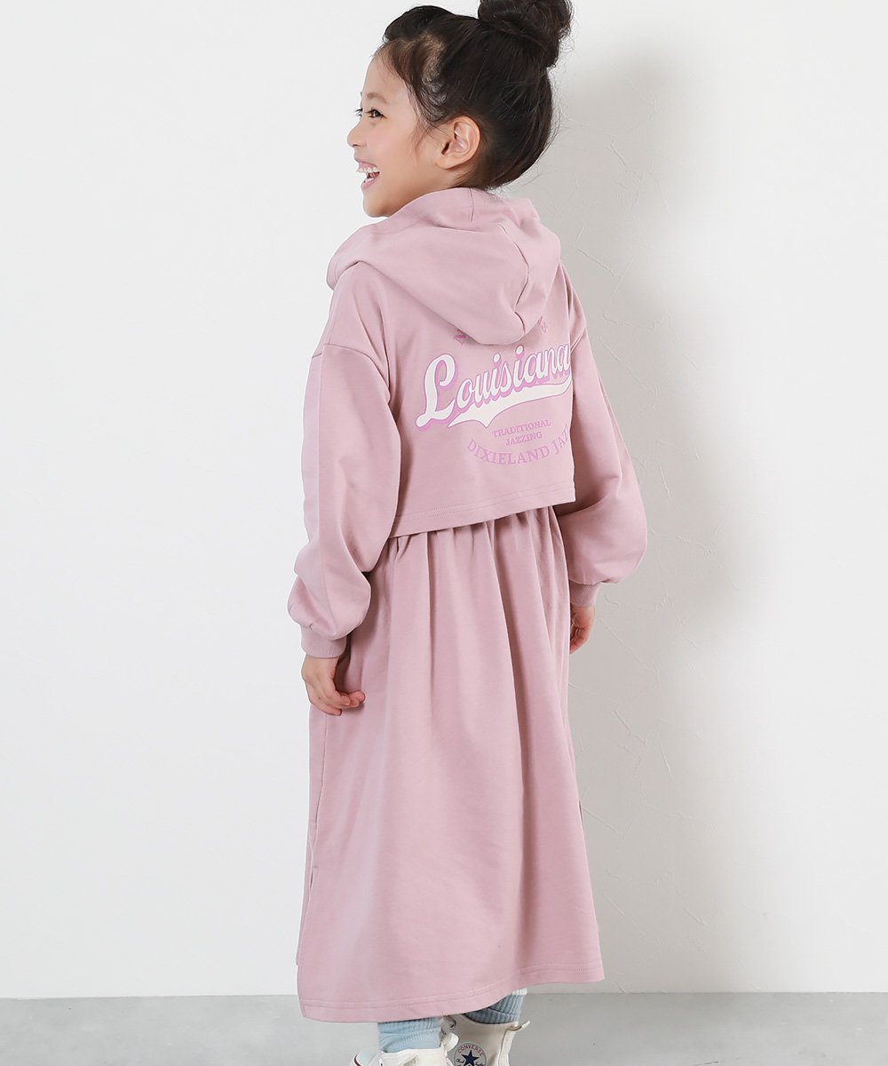 devirock｜綿100% ミニ裏毛 バックデザイン パーカーワンピース 長袖