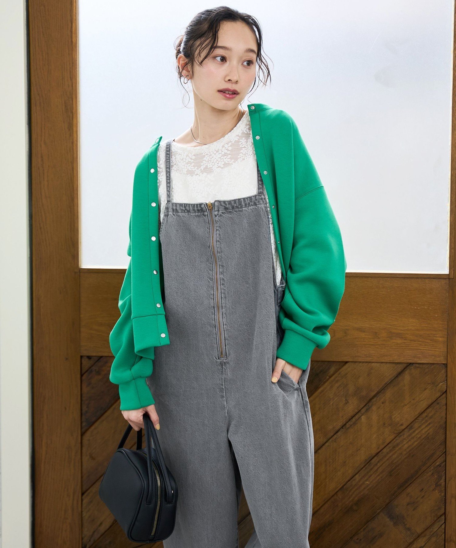 coen｜フロントジップデザインデニムサロペット | Rakuten Fashion