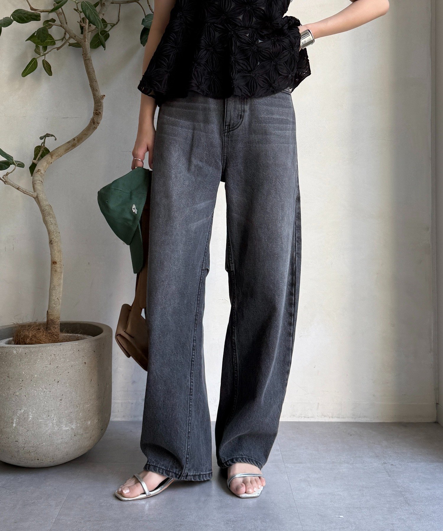 DOUDOU｜【完売カラー再追加!】ハイウエストダブルボタンデニム