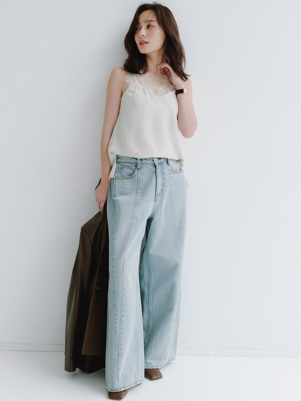 anuans｜サイドタックカジュアルワイドデニム | Rakuten Fashion(楽天