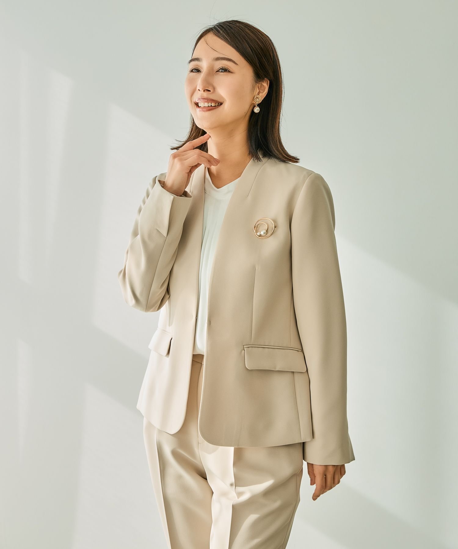 LEPSIM｜【入卒式/セレモニー】Wクロスストレッチノーカラージャケット