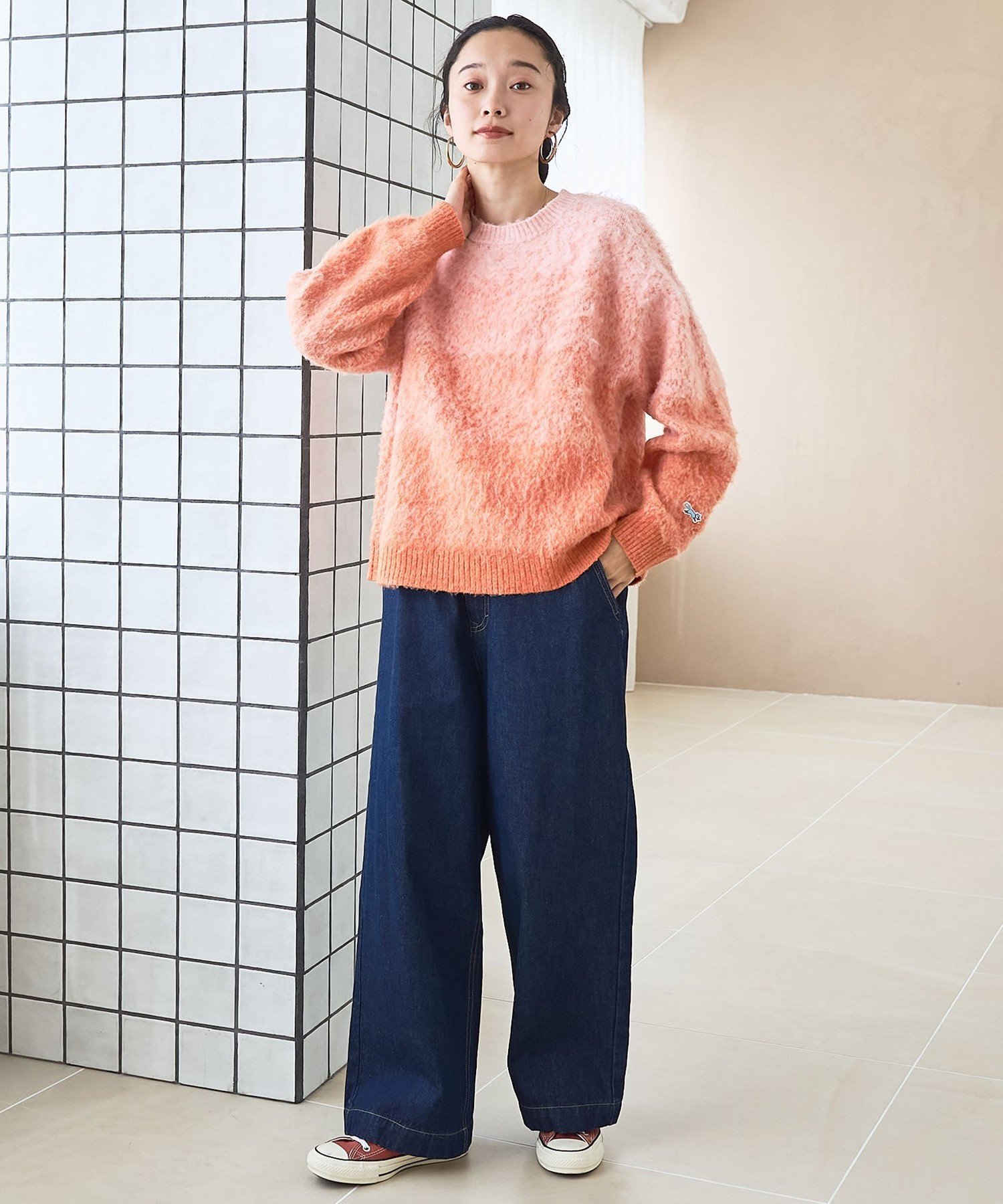 coen｜裏起毛ワイドデニムパンツ【インフルエンサー紹介アイテム