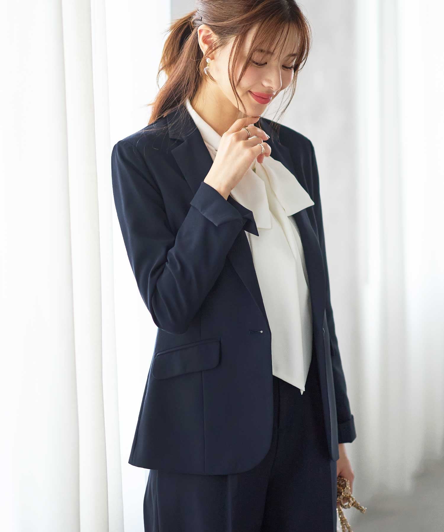 GeeRA｜【2点セット】洗えて型くずれしないワイドパンツセットスーツ