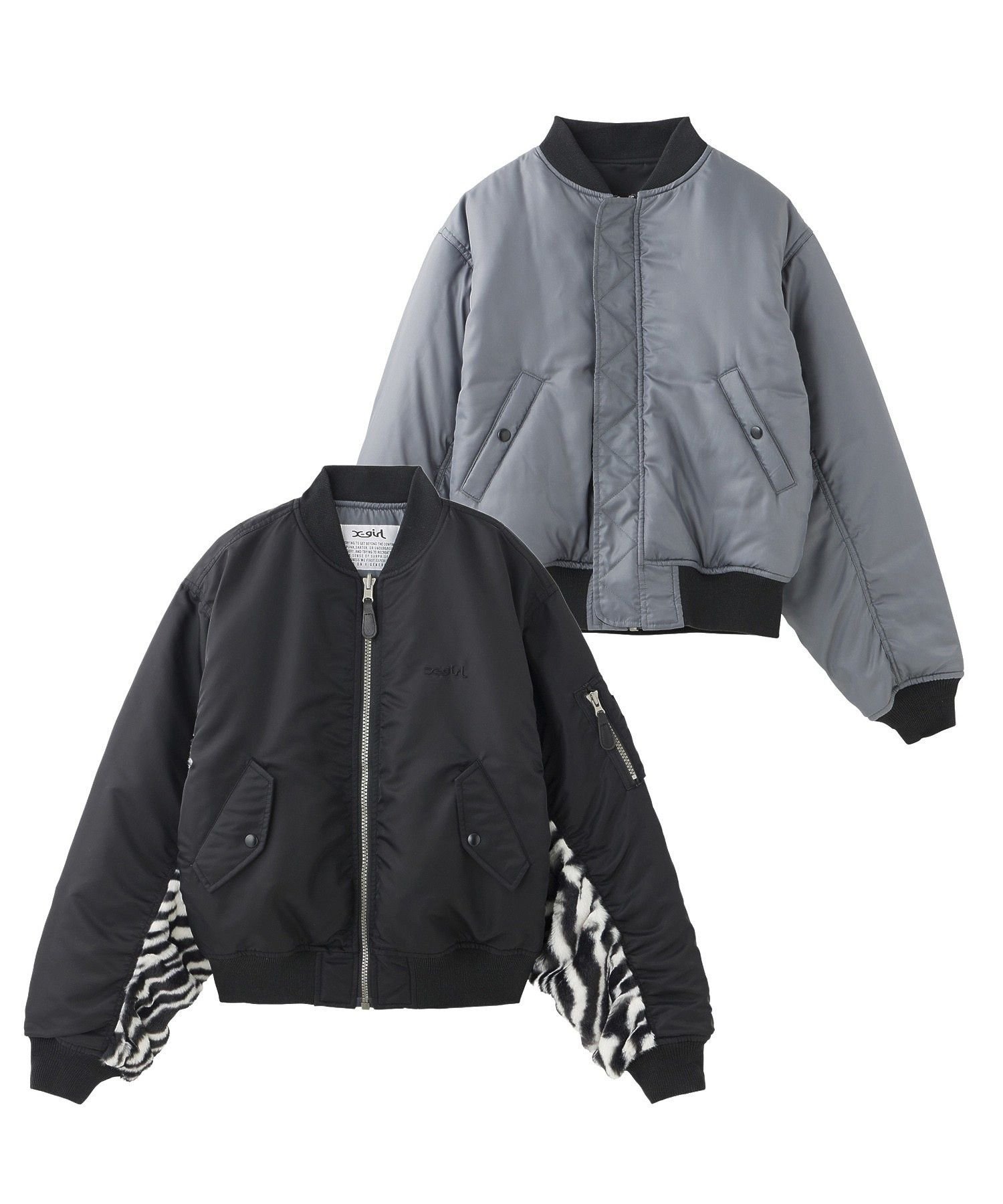 X-girl｜PANELED FUR REVERSIBLE MA-1 JACKET | Rakuten Fashion(楽天
