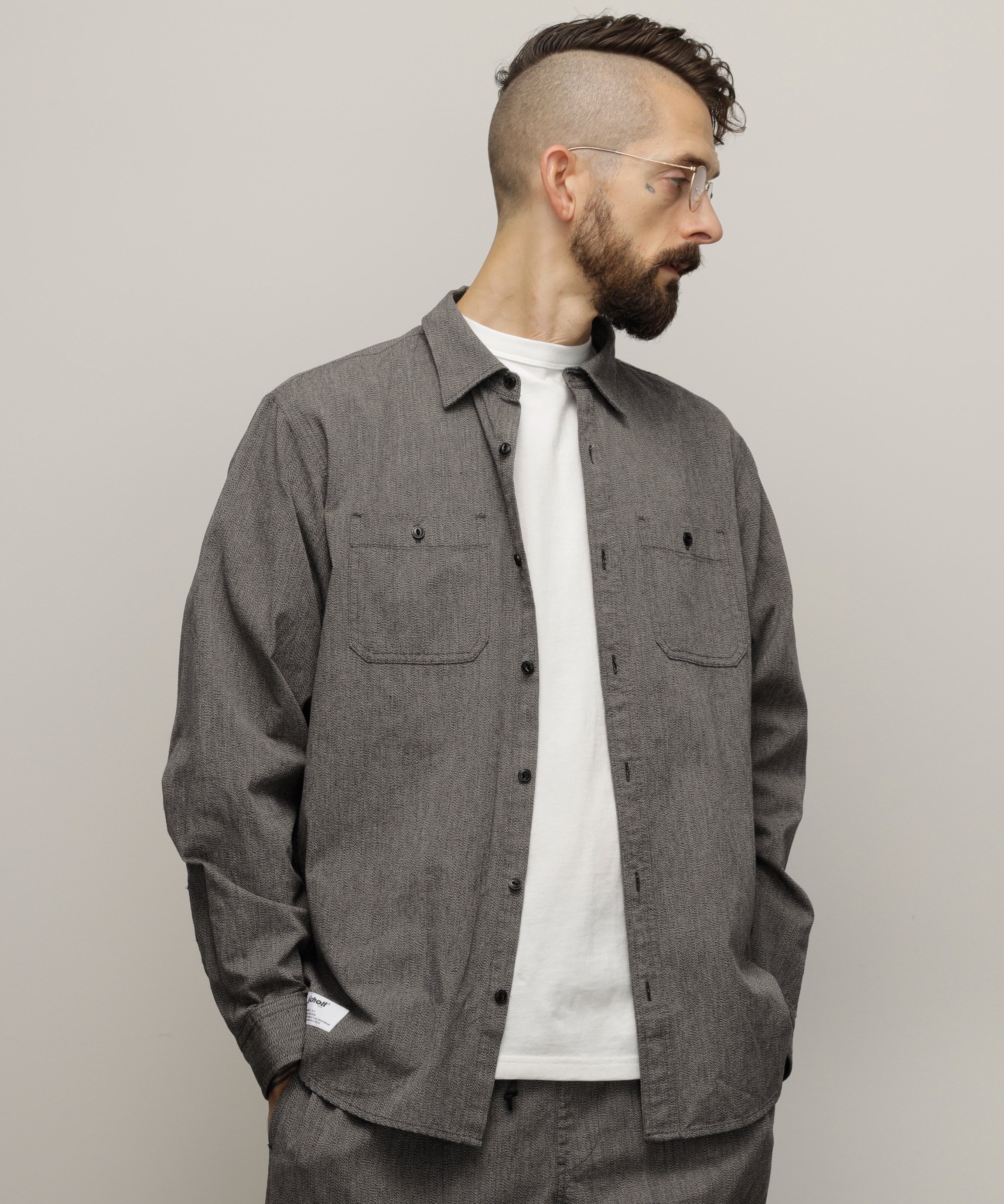 Schott｜COTTON COVERT LS SHIRT/コットン コバート ロングスリーブ